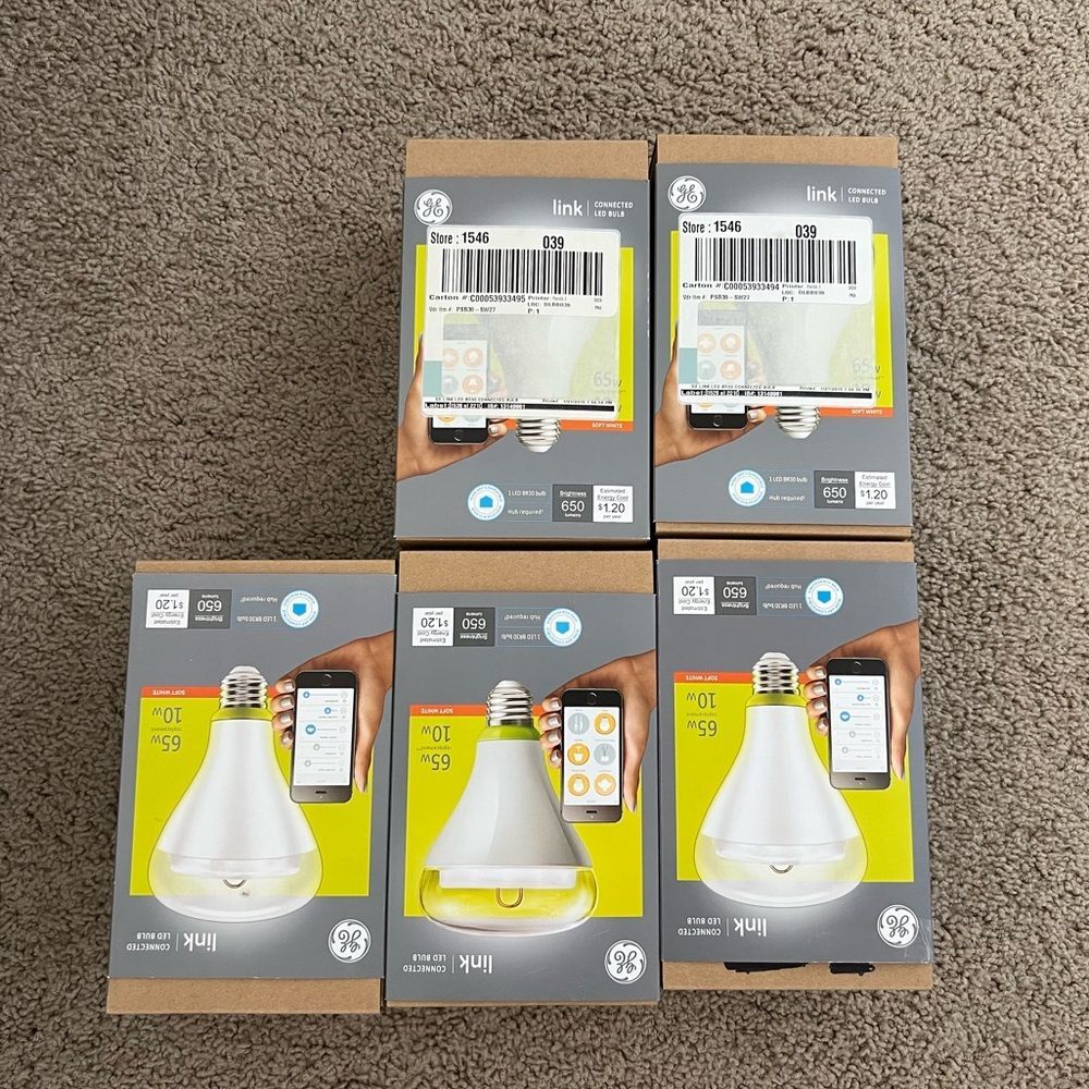 5 GE Link Connected Smart Light Bulbs Dimmable NIB